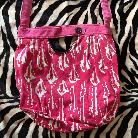 Volcom Pink/White Cotton Bucket Purse/Crossbody Bag from early 2000’s Y2K/Surf - Picture 3 of 14